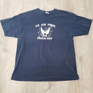 Vintage Y2K US Air Force Proud Dad Yazbek Tag Graphic Short Sleeve Shirt Size XL